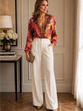 Hale Bob Colorful Floral Print Tunic Blouse